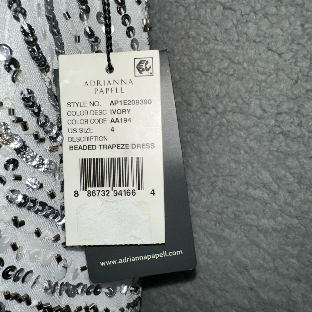 NWT ADRIANNA PAPELL Beaded Sequined Trapeze Mesh Shift Dress - Picture 6 of 11